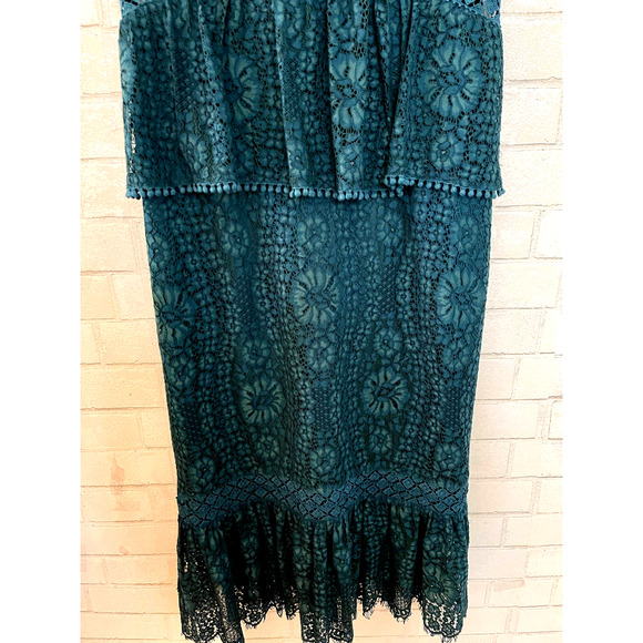 NWT Perfect Christmas dress Foxidox Teal/Blue Lace CROCHET EMILIA Anthropologie - Picture 7 of 9